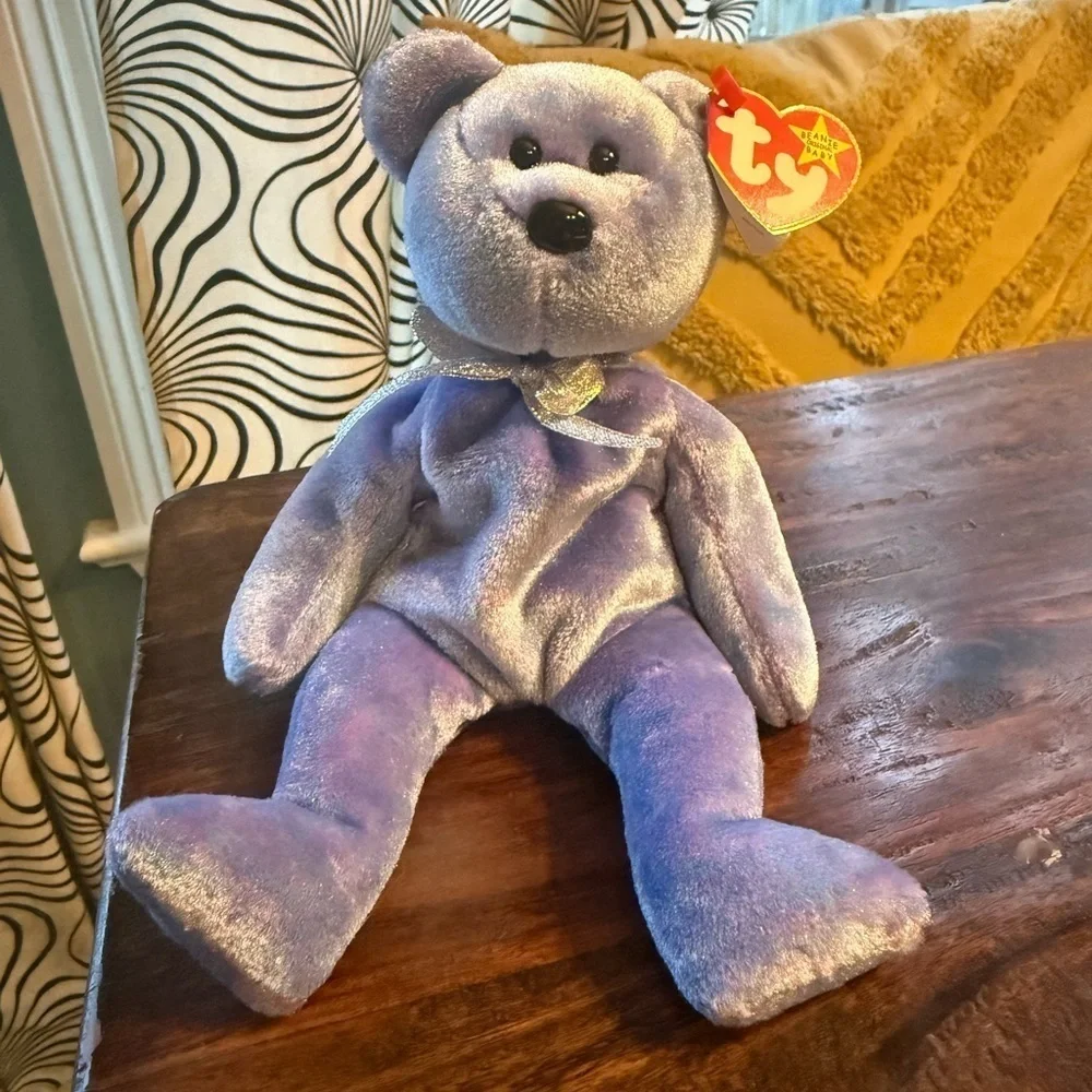 Retired Ty Beanie Baby Clubby ll Purple Plush Stuffed Animal Bear Vintage